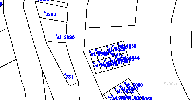 Parcela st. 6042 v KÚ Jablonec nad Nisou, Katastrální mapa