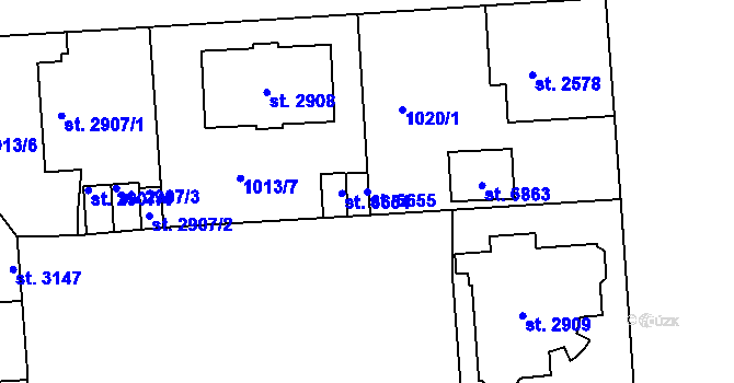 Parcela st. 6655 v KÚ Jablonec nad Nisou, Katastrální mapa