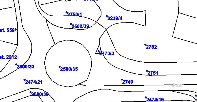 Parcela st. 2773/3 v KÚ Jablonec nad Nisou, Katastrální mapa