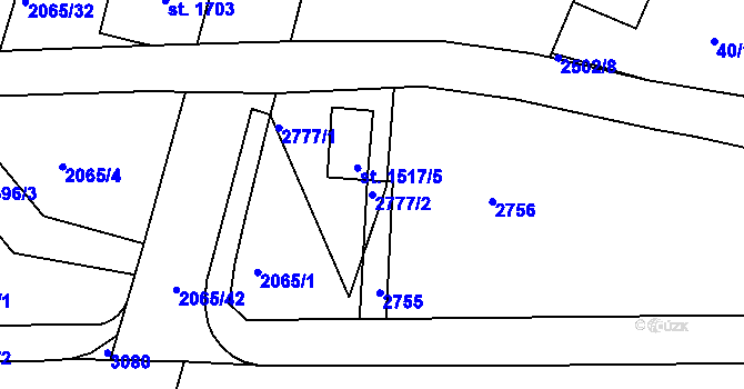 Parcela st. 2777/2 v KÚ Jablonec nad Nisou, Katastrální mapa