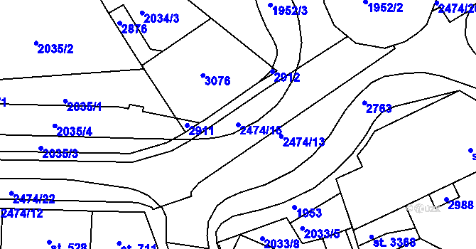 Parcela st. 2474/16 v KÚ Jablonec nad Nisou, Katastrální mapa
