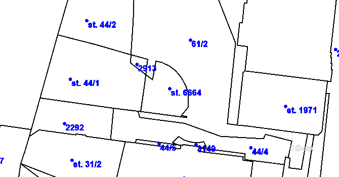 Parcela st. 6664 v KÚ Jablonec nad Nisou, Katastrální mapa