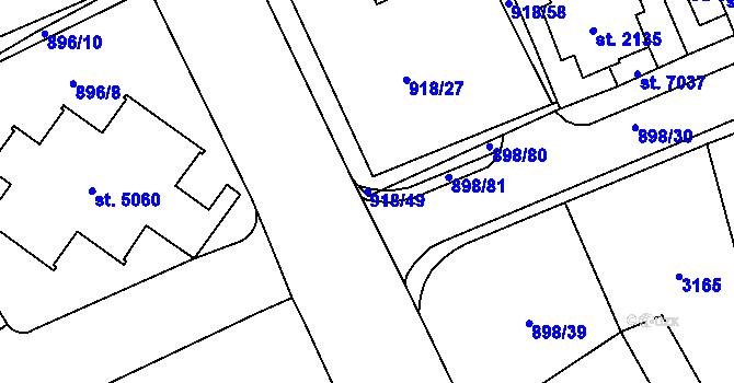 Parcela st. 918/49 v KÚ Jablonec nad Nisou, Katastrální mapa