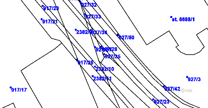 Parcela st. 927/25 v KÚ Jablonec nad Nisou, Katastrální mapa