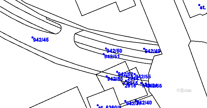 Parcela st. 942/51 v KÚ Jablonec nad Nisou, Katastrální mapa