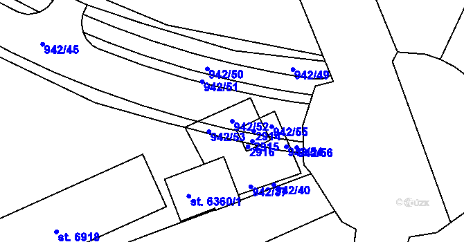 Parcela st. 942/52 v KÚ Jablonec nad Nisou, Katastrální mapa