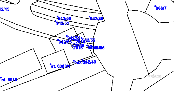 Parcela st. 942/54 v KÚ Jablonec nad Nisou, Katastrální mapa