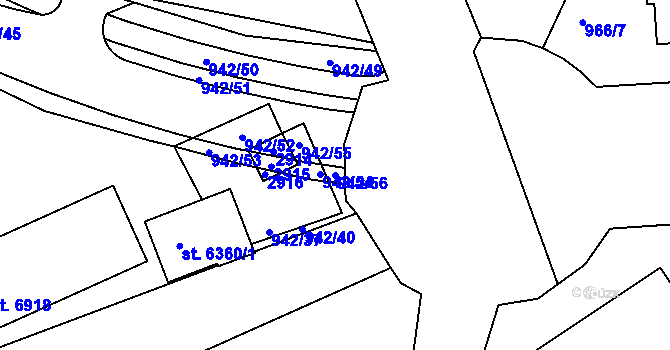 Parcela st. 942/56 v KÚ Jablonec nad Nisou, Katastrální mapa