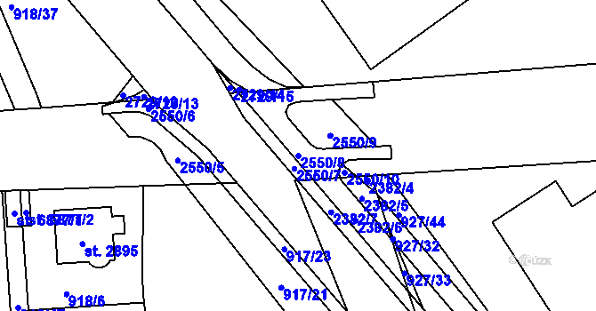 Parcela st. 2550/8 v KÚ Jablonec nad Nisou, Katastrální mapa
