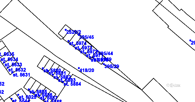 Parcela st. 395/44 v KÚ Jablonec nad Nisou, Katastrální mapa