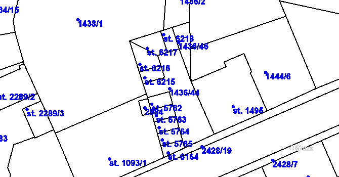 Parcela st. 1436/44 v KÚ Jablonec nad Nisou, Katastrální mapa