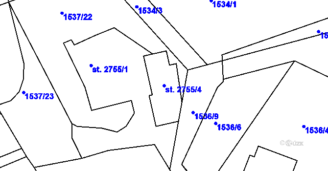 Parcela st. 2755/4 v KÚ Jablonec nad Nisou, Katastrální mapa
