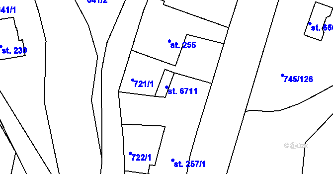 Parcela st. 6711 v KÚ Jablonec nad Nisou, Katastrální mapa