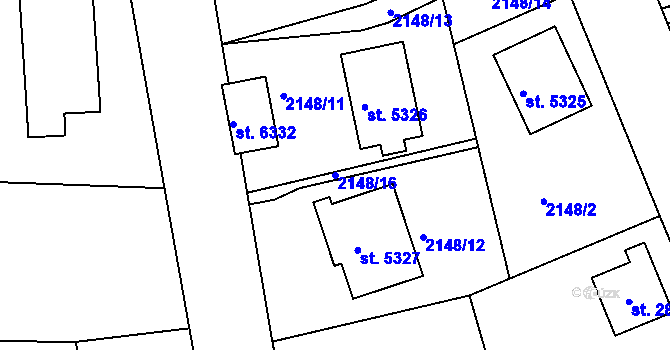 Parcela st. 2148/16 v KÚ Jablonec nad Nisou, Katastrální mapa