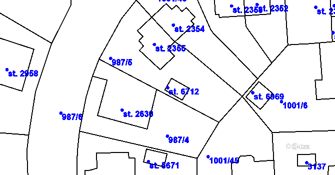 Parcela st. 6712 v KÚ Jablonec nad Nisou, Katastrální mapa
