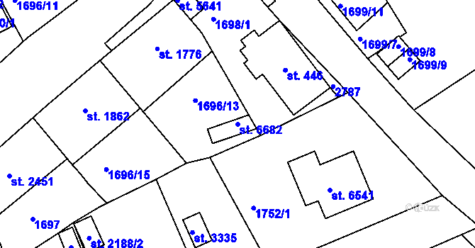 Parcela st. 6682 v KÚ Jablonec nad Nisou, Katastrální mapa