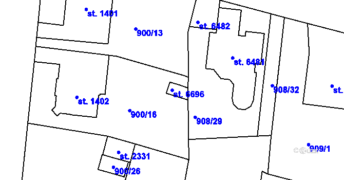 Parcela st. 6696 v KÚ Jablonec nad Nisou, Katastrální mapa