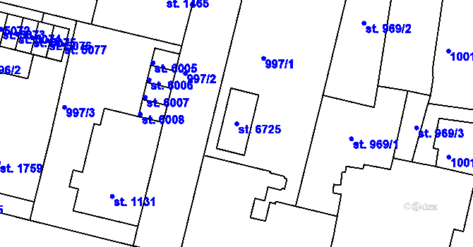 Parcela st. 6725 v KÚ Jablonec nad Nisou, Katastrální mapa