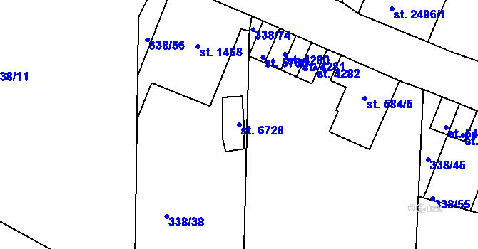 Parcela st. 6728 v KÚ Jablonec nad Nisou, Katastrální mapa