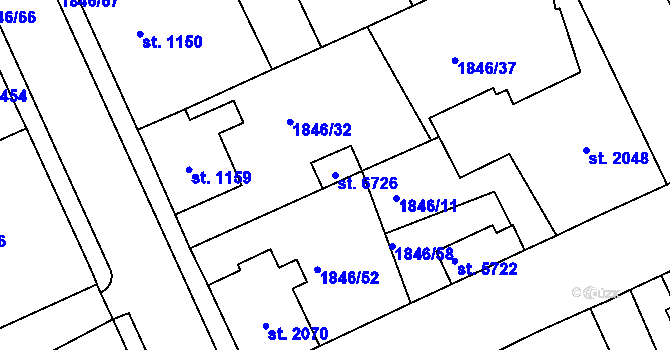 Parcela st. 6726 v KÚ Jablonec nad Nisou, Katastrální mapa