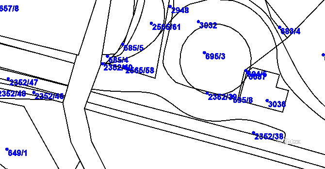 Parcela st. 2352/30 v KÚ Jablonec nad Nisou, Katastrální mapa