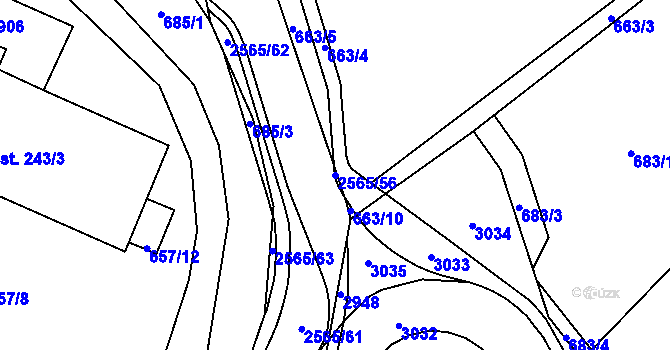 Parcela st. 2565/56 v KÚ Jablonec nad Nisou, Katastrální mapa