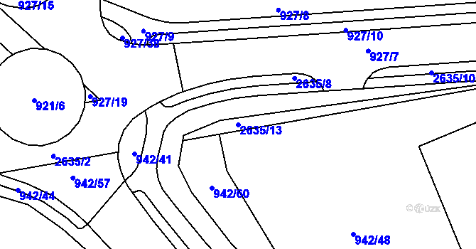 Parcela st. 2635/13 v KÚ Jablonec nad Nisou, Katastrální mapa