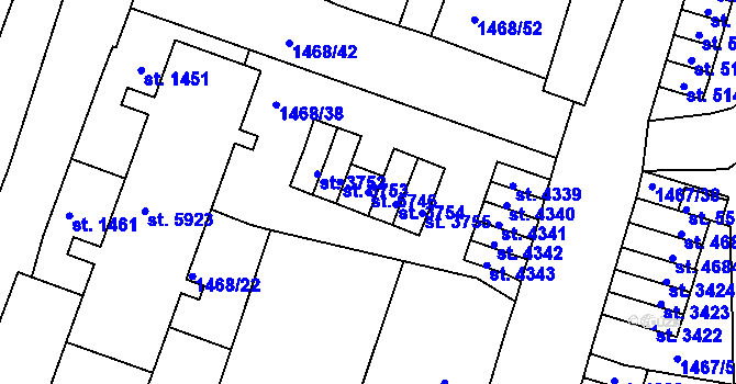 Parcela st. 6746 v KÚ Jablonec nad Nisou, Katastrální mapa