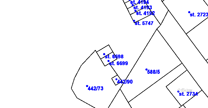 Parcela st. 6698 v KÚ Jablonec nad Nisou, Katastrální mapa