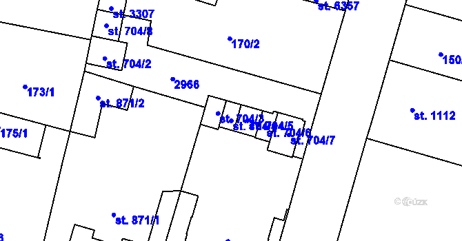 Parcela st. 704/4 v KÚ Jablonec nad Nisou, Katastrální mapa
