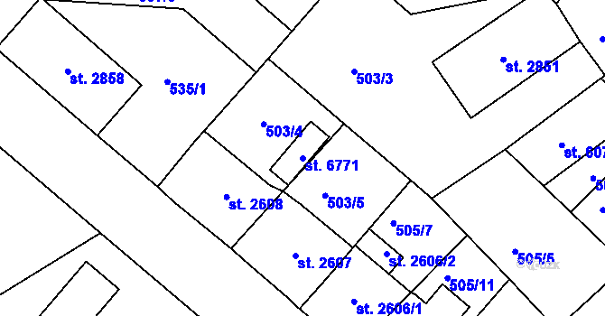 Parcela st. 6771 v KÚ Jablonec nad Nisou, Katastrální mapa