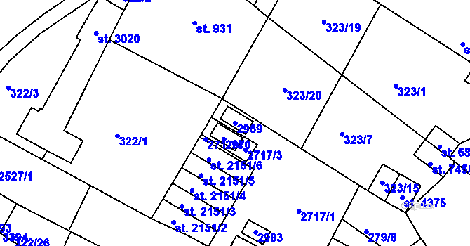 Parcela st. 2969 v KÚ Jablonec nad Nisou, Katastrální mapa