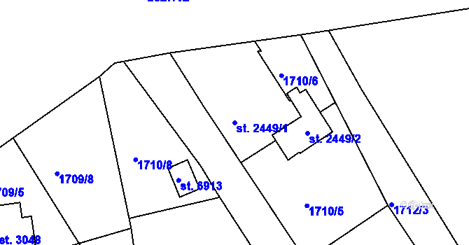 Parcela st. 2449/1 v KÚ Jablonec nad Nisou, Katastrální mapa