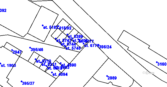Parcela st. 6778 v KÚ Jablonec nad Nisou, Katastrální mapa