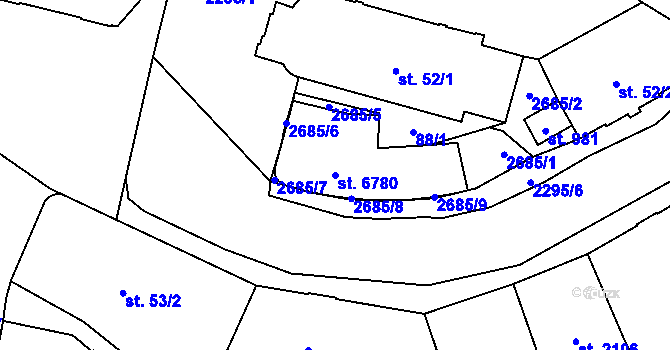 Parcela st. 6780 v KÚ Jablonec nad Nisou, Katastrální mapa