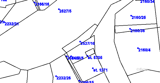 Parcela st. 2527/16 v KÚ Jablonec nad Nisou, Katastrální mapa