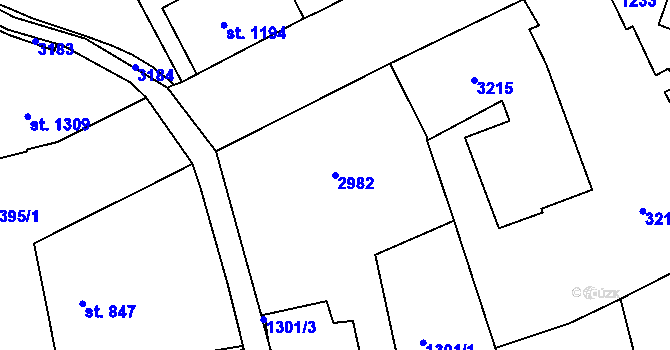 Parcela st. 2982 v KÚ Jablonec nad Nisou, Katastrální mapa