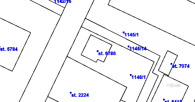 Parcela st. 6786 v KÚ Jablonec nad Nisou, Katastrální mapa