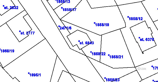 Parcela st. 6843 v KÚ Jablonec nad Nisou, Katastrální mapa
