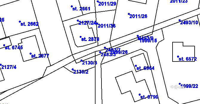 Parcela st. 2483/3 v KÚ Jablonec nad Nisou, Katastrální mapa