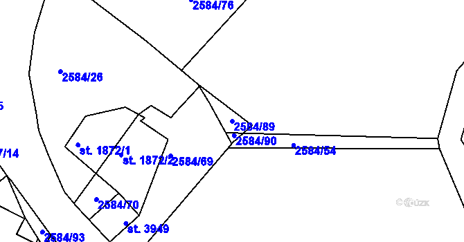 Parcela st. 2584/89 v KÚ Jablonec nad Nisou, Katastrální mapa