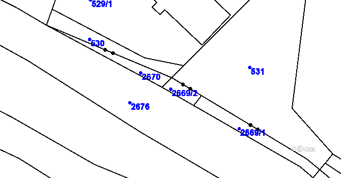 Parcela st. 2669/2 v KÚ Jablonec nad Nisou, Katastrální mapa