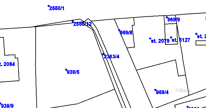 Parcela st. 2383/4 v KÚ Jablonec nad Nisou, Katastrální mapa
