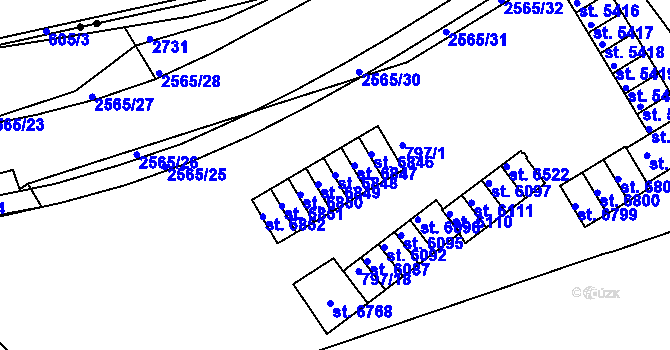 Parcela st. 6848 v KÚ Jablonec nad Nisou, Katastrální mapa