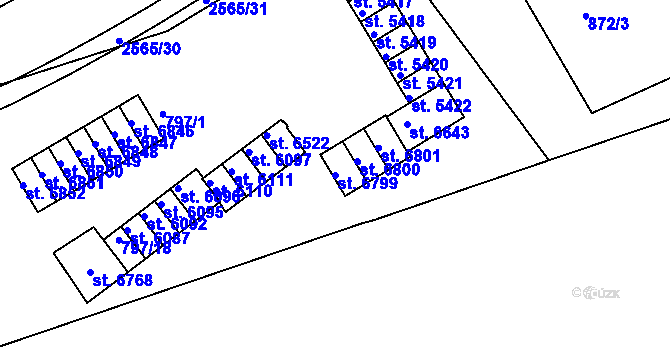 Parcela st. 6799 v KÚ Jablonec nad Nisou, Katastrální mapa