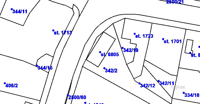Parcela st. 6805 v KÚ Jablonec nad Nisou, Katastrální mapa