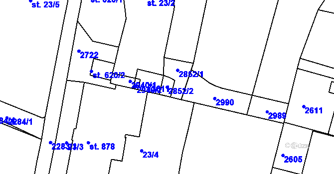 Parcela st. 2852/2 v KÚ Jablonec nad Nisou, Katastrální mapa
