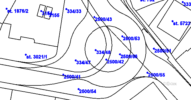 Parcela st. 334/48 v KÚ Jablonec nad Nisou, Katastrální mapa