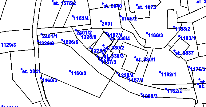 Parcela st. 330/3 v KÚ Jablonec nad Nisou, Katastrální mapa