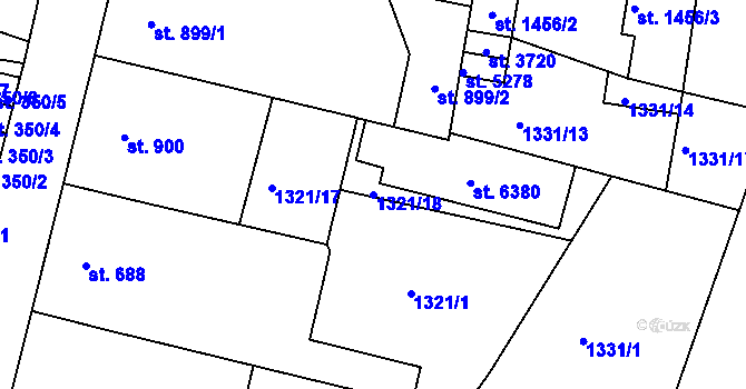 Parcela st. 1321/18 v KÚ Jablonec nad Nisou, Katastrální mapa